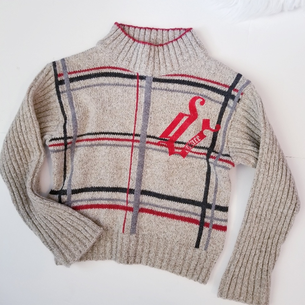 Versace young wool blend plaid sweater